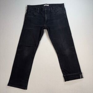 Uniqlo Selvedge Jeans Men's‎ 31 (fits 33x25) Black Slim Straight Low Rise Denim